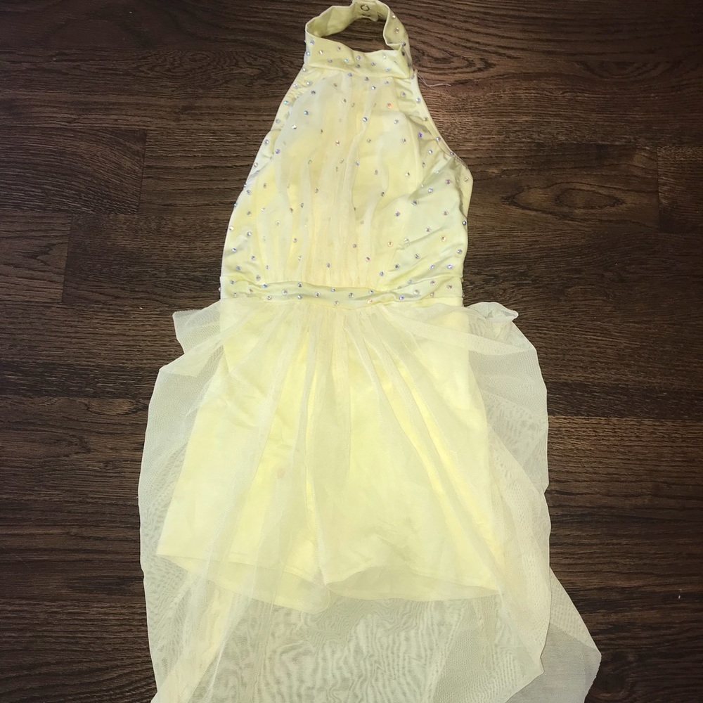 yellow dress dance costume with shorts built in